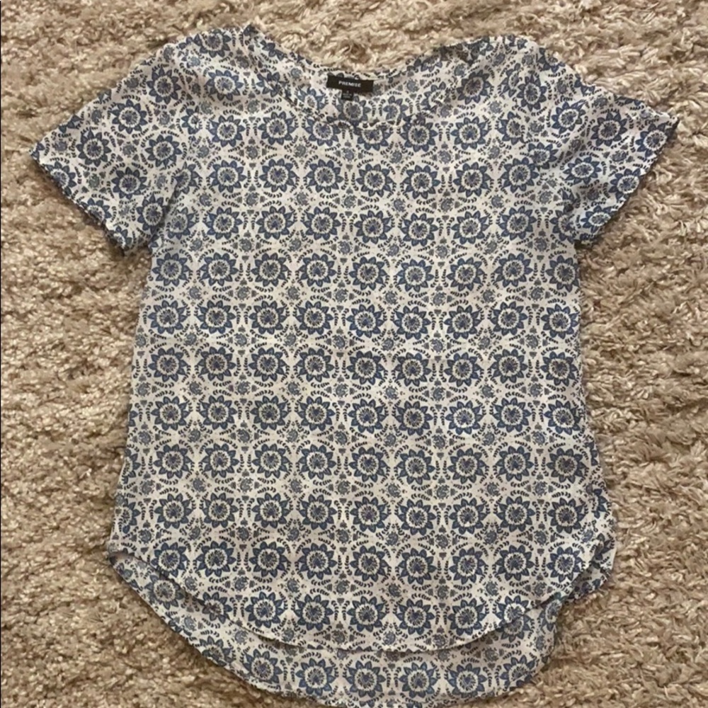 Blue floral blouse